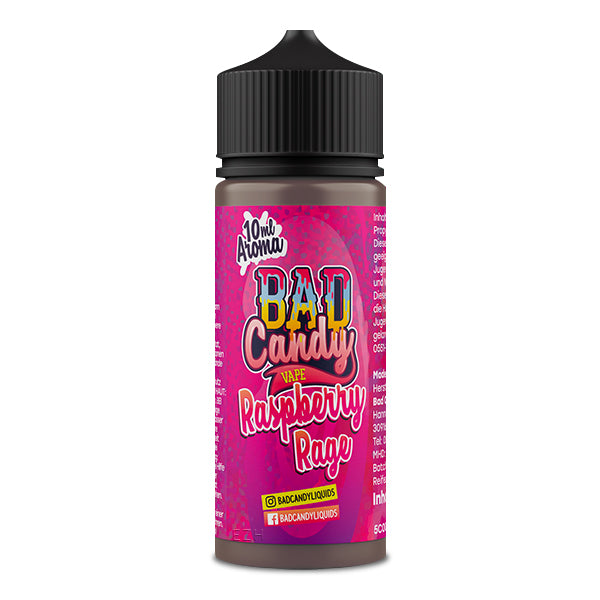 Himbeer Liquid, Raspberry Guave Aroma, Säuerlich-tropisches E-Liquid, Cooling Longfill, Deutsche Premium-Liquids, Wilde Beeren Intensität, Bad Candy Raspberry Rage, Exotische Frische.