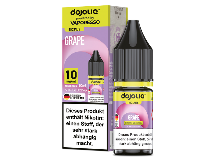 Trauben Liquid natürlich, Dunkle Traube Nikotinsalz, Pod Liquid 20mg, Edles Fruchtaroma, Dojoliq Grape, Vaporesso Salz, Weinbergtraube E-Liquid