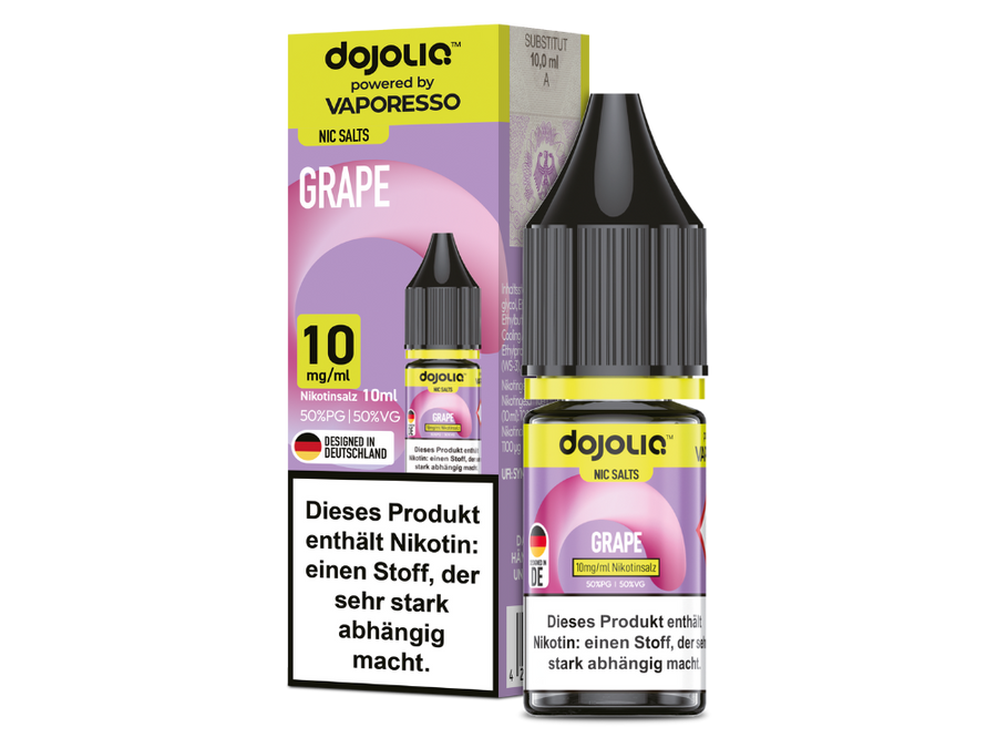 Trauben Liquid natürlich, Dunkle Traube Nikotinsalz, Pod Liquid 20mg, Edles Fruchtaroma, Dojoliq Grape, Vaporesso Salz, Weinbergtraube E-Liquid