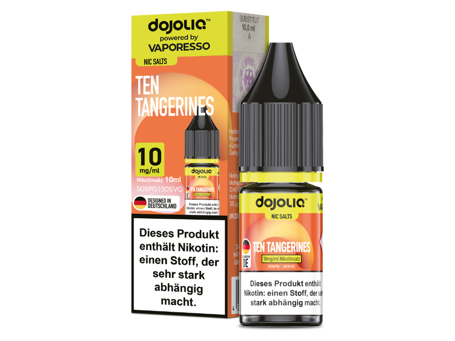 Mandarinen Liquid natürlich, Zitrus Nikotinsalz Pod, Natürliches Citrus Aroma, Dojoliq Ten Tangerines, Vaporesso Salz, Komplexe Zitrusfrische
