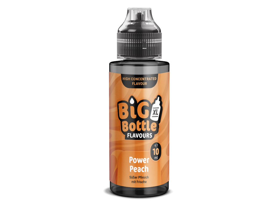 Pfirsich Liquid, Peach Ice E-Liquid, Süßes Obstaroma, Puristisches Longfill, Deutsche Premium-Liquids, Fruchtig-kühles Aroma, Vegan dampfen, Big Bottle Power Peach.