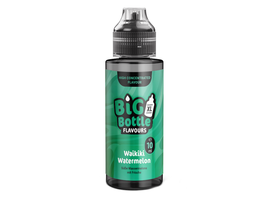 Wassermelone Liquid, Puristisches E-Liquid, Watermelon Ice Aroma, Einfaches Longfill, Deutsche Premium-Liquids, Sommer-Vape, Cooling ohne Menthol, Big Bottle Waikiki Watermelon.